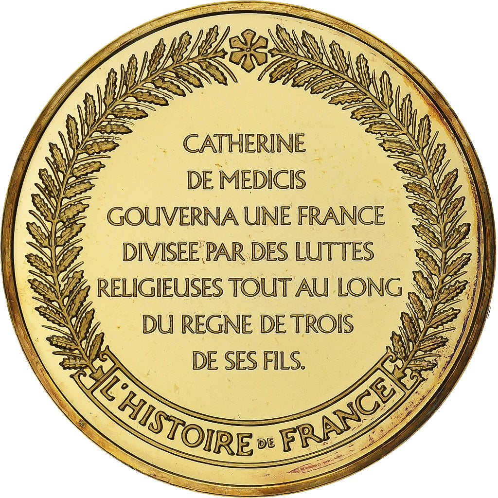 Francia, medalla, Catherine de Médicis, Gold plated silver, L'Histoire de