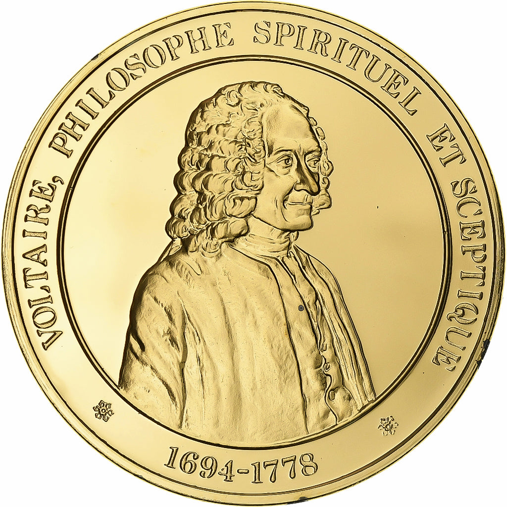 Francja, medal, Voltaire, Gold plated silver, L'Histoire de France, MS(63)