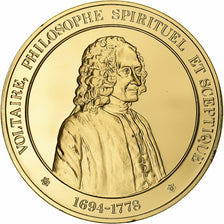 Francja, medal, Voltaire, Gold plated silver, L'Histoire de France, MS(63)