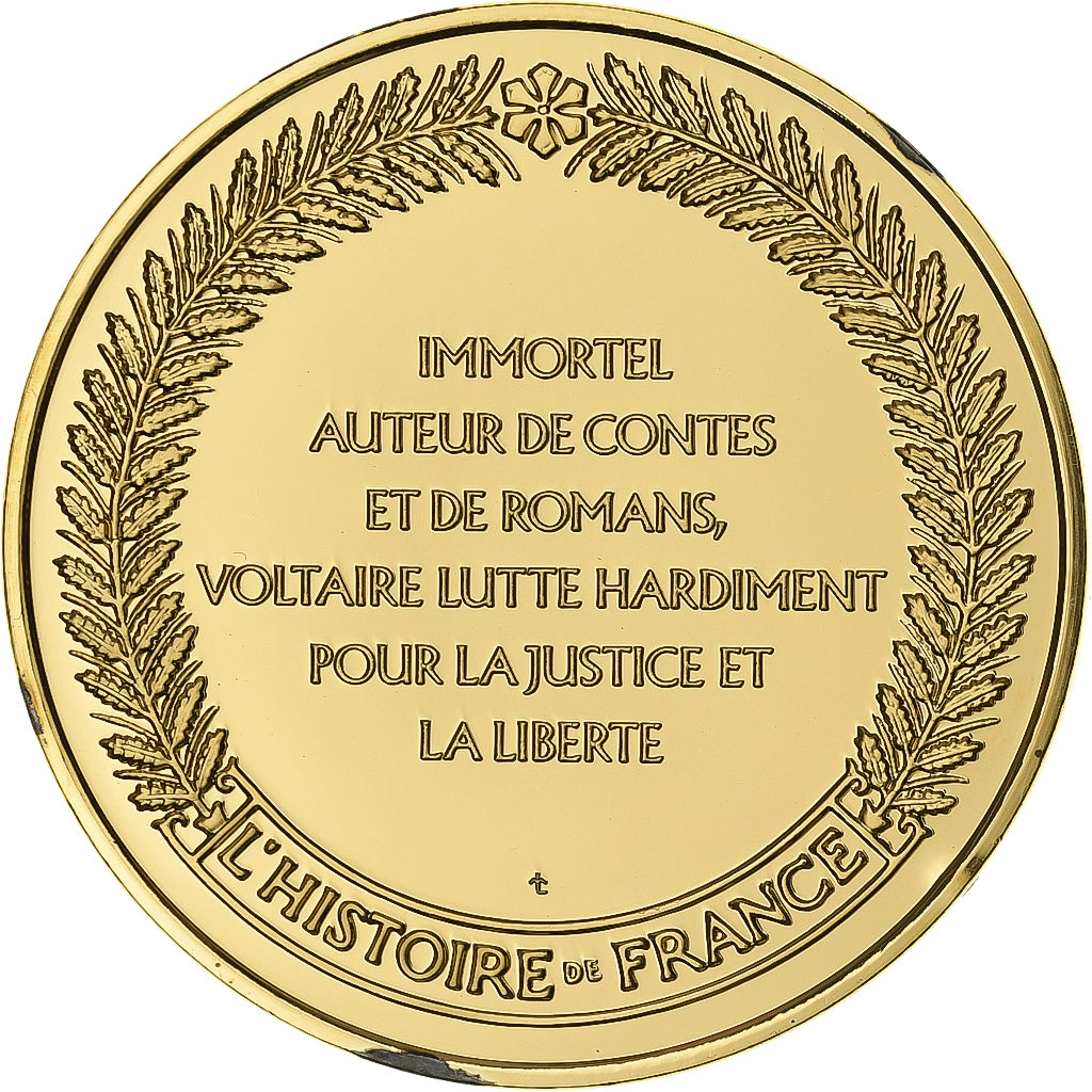 Francja, medal, Voltaire, Gold plated silver, L'Histoire de France, MS(63)