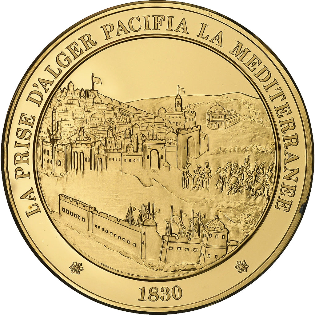 France, Medal, Charles X, Prise d'Alger, Gold plated silver, MS(63)
