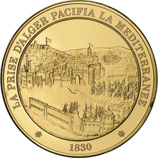France, Medal, Charles X, Prise d'Alger, Gold plated silver, MS(63)