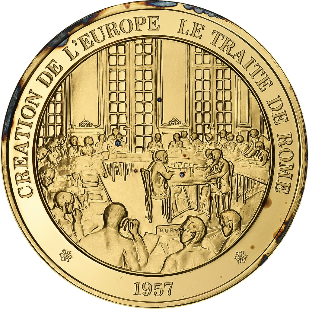 France, Medal, Europe, Traité de Rome, Gold plated silver, MS(63)