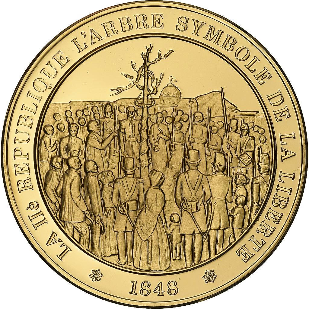Francia, medalla, Arbre, 2nd république, Gold plated silver, L'Histoire de