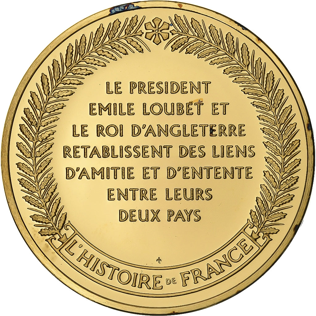 Francia, medalla, Entente, 1904, Gold plated silver, L'Histoire de France, SC