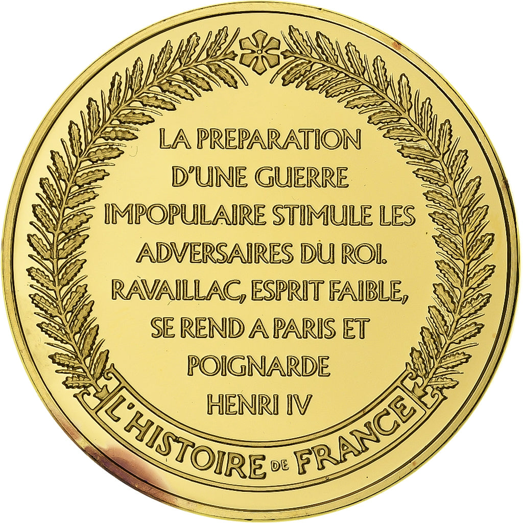 France, Médaille, Assassinat Henri IV, Gold plated silver, L'Histoire de
