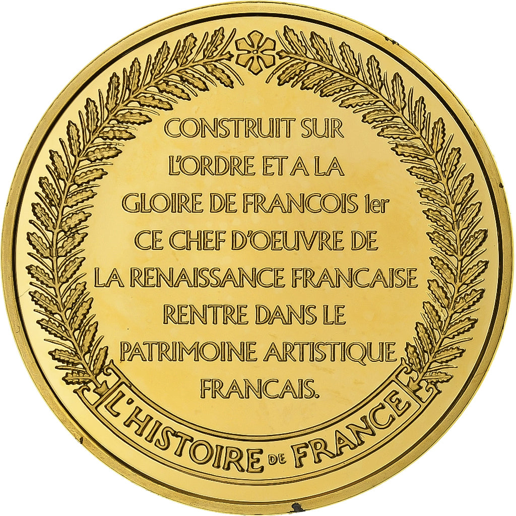 Francia, medaglia, Château de Chambord, Gold plated silver, L'Histoire de