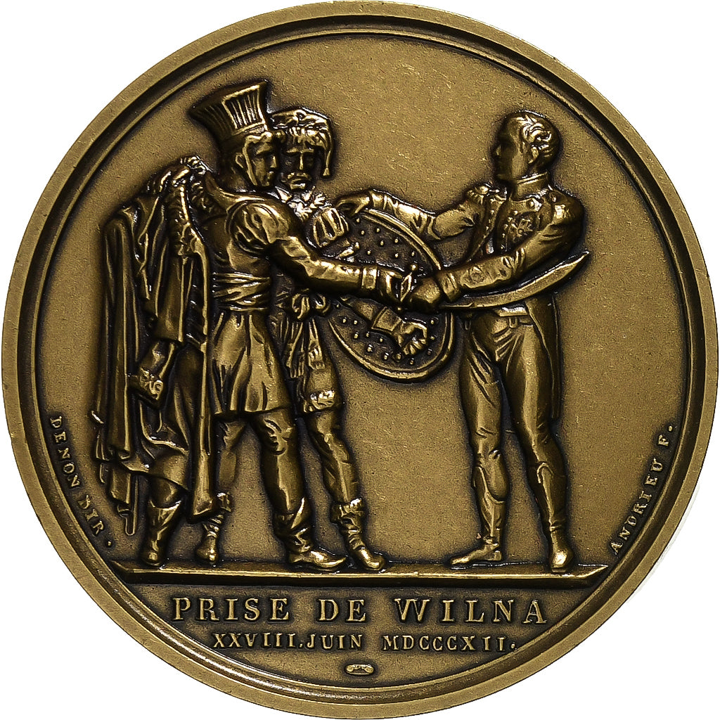 France, Medal, Napoléon Bonaparte, Prise de Wilna, Bronze, MS(63)
