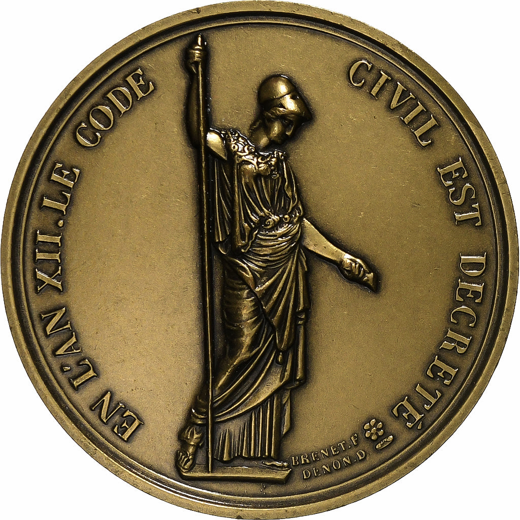 França, medalha, Napoléon Bonaparte, Décret du code civil, Bronze, MS(63)