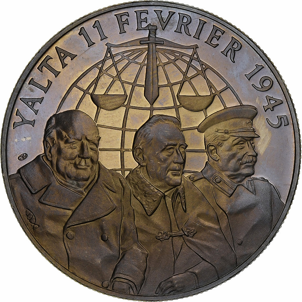 Francia, medaglia, Les Accord de Yalta, 11 Février 1945, Rame-nichel, SPL