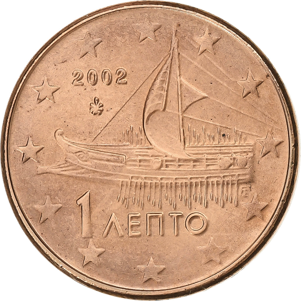 Grecja, Euro Cent, 2002, Athens, Miedź platerowana stalą, MS(63)