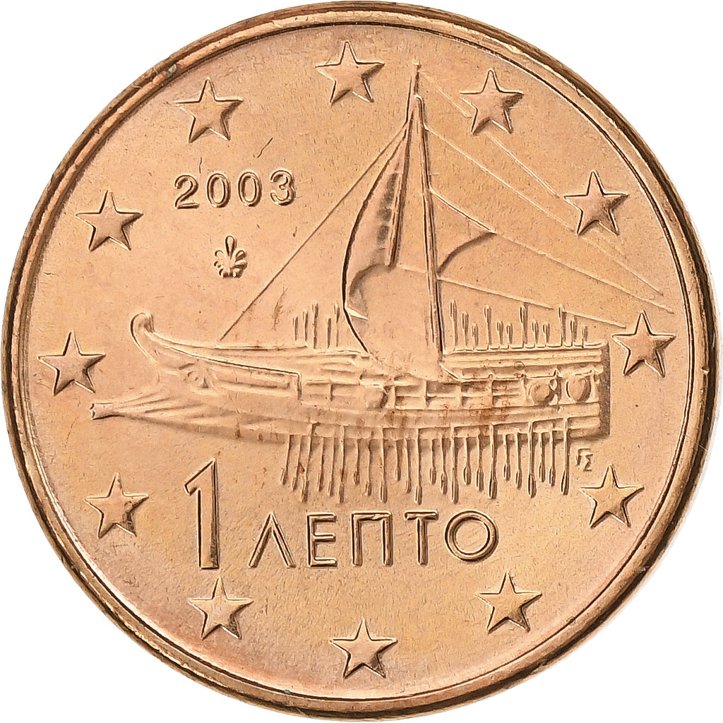 Grecja, Euro Cent, 2003, Athens, Miedź platerowana stalą, MS(63)