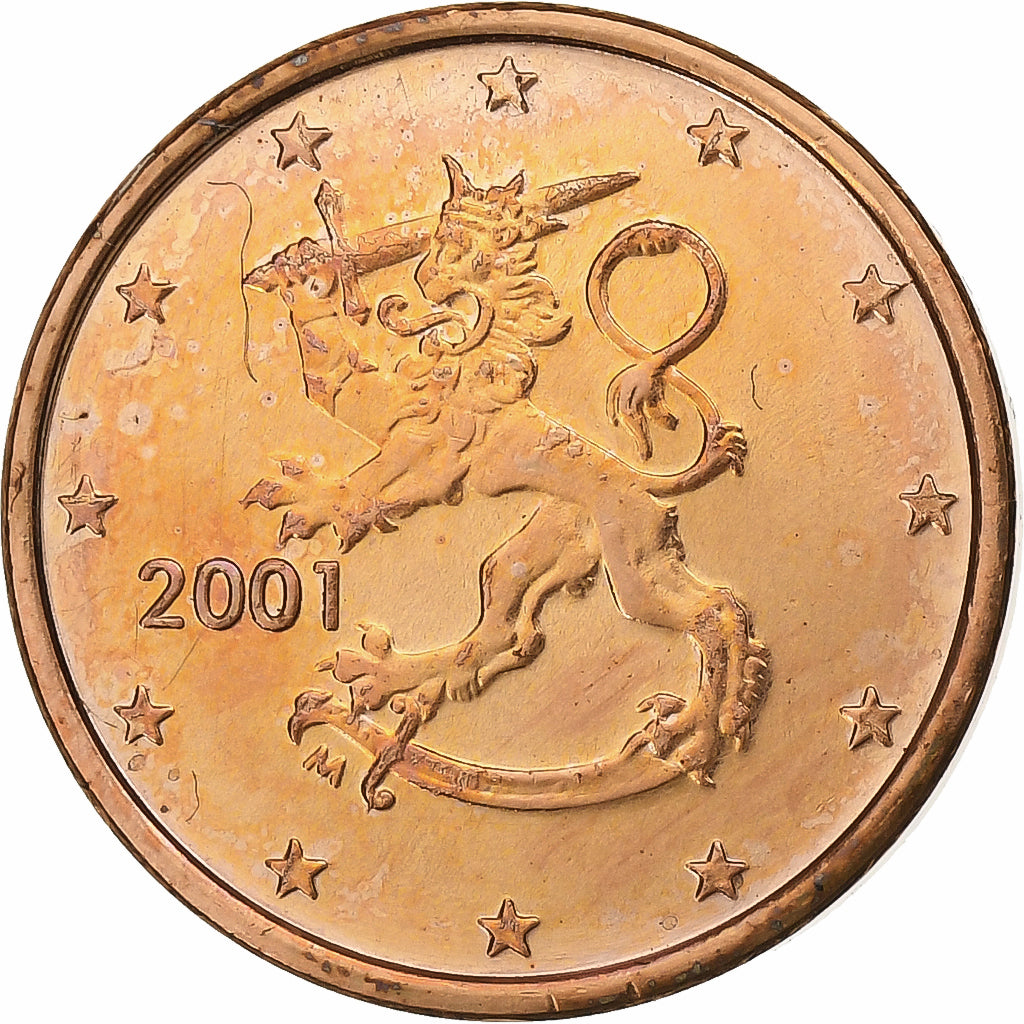 Finlandia, Euro Cent, 2001, Vantaa, Acciaio placcato rame, SPL