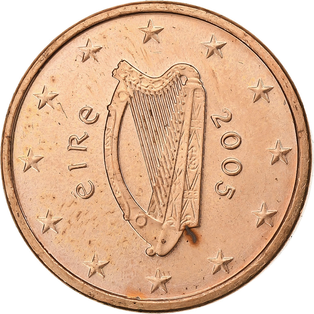 Irlandia - Eire, Euro Cent, 2005, Dublin, Miedź platerowana stalą, MS(63)