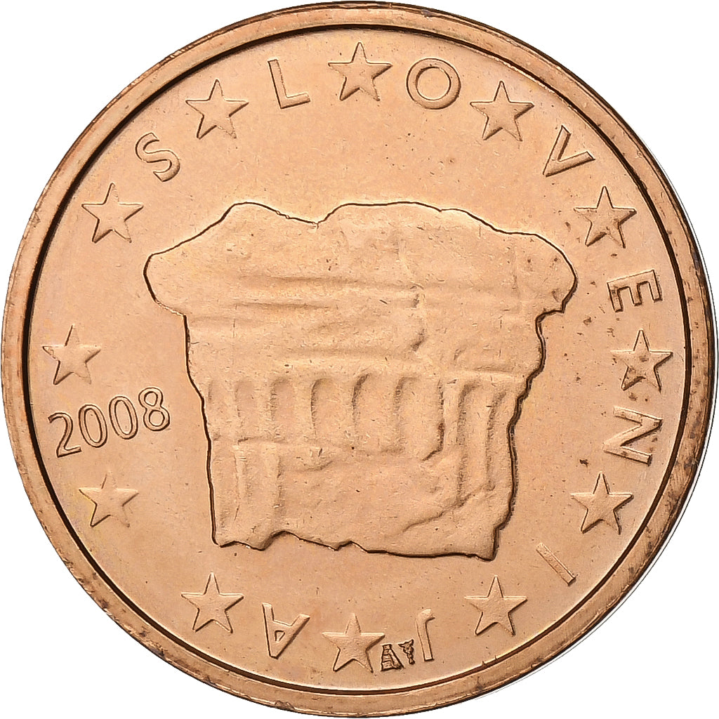 Slowenien, 2 Euro Cent, 2008, Utrecht, Copper Plated Steel, UNZ