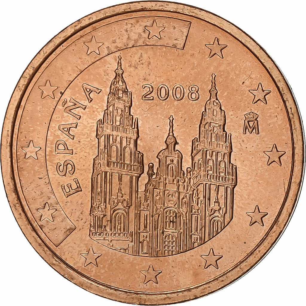 Spanien, 2 Euro Cent, 2008, Madrid, Copper Plated Steel, UNZ