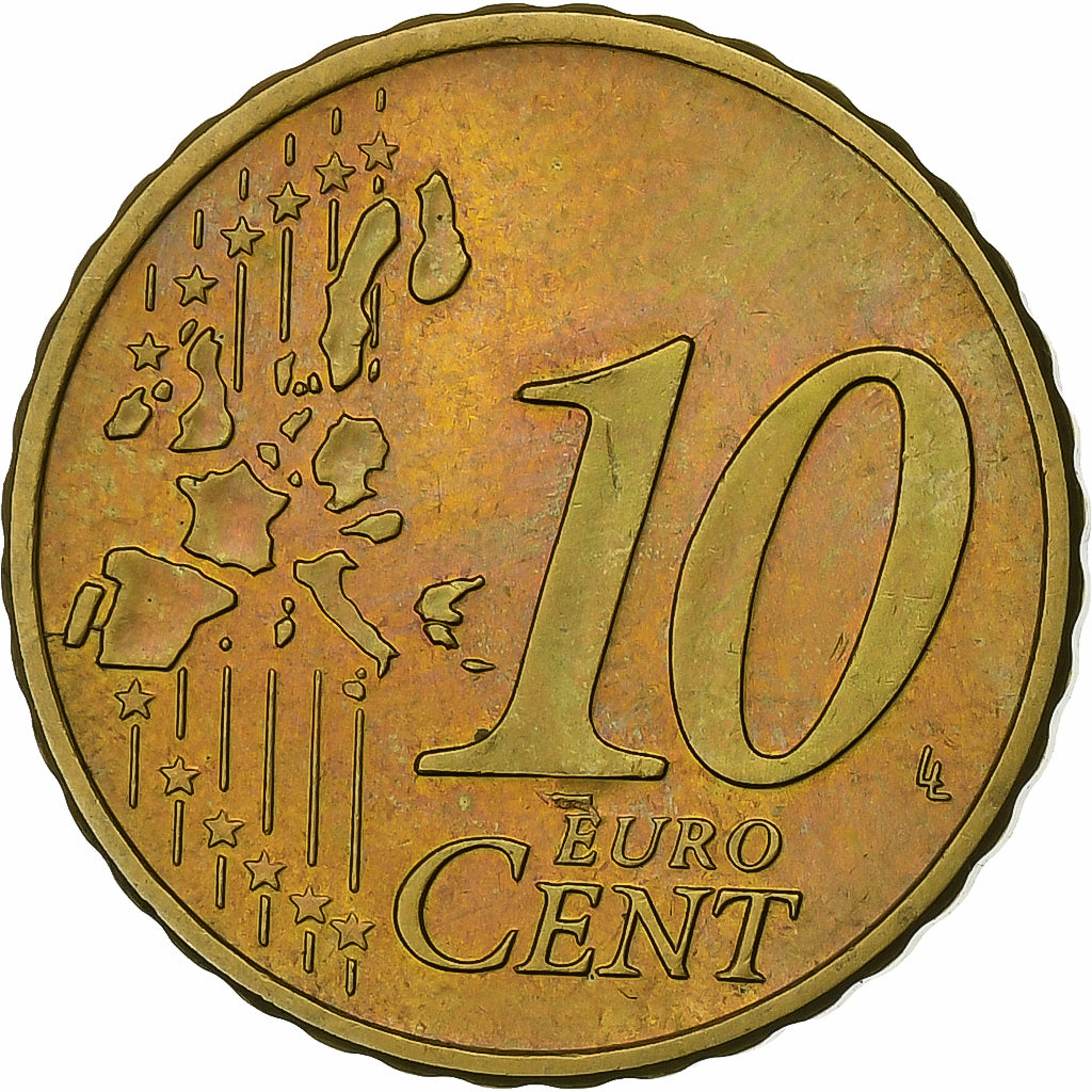 Ireland, 10 Euro Cent, 2002, Dublin, Copper Plated Steel, MS(63)