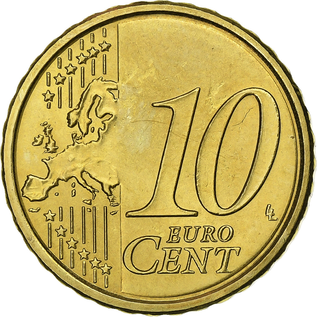 Italy, 10 Euro Cent, 2008, Rome, Copper Plated Steel, MS(63)