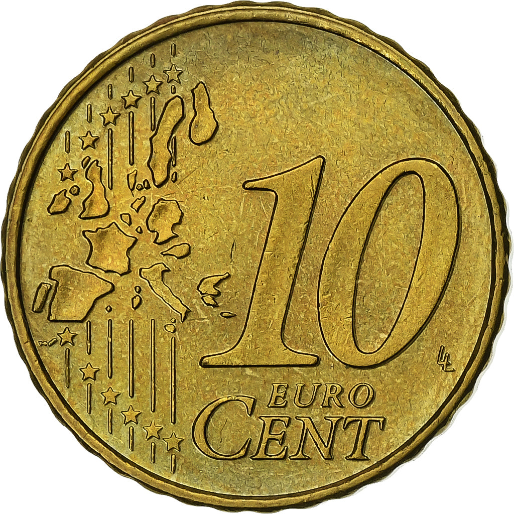 Países Bajos, 10 Euro Cent, 2000, Utrecht, Cobre chapado en acero, SC