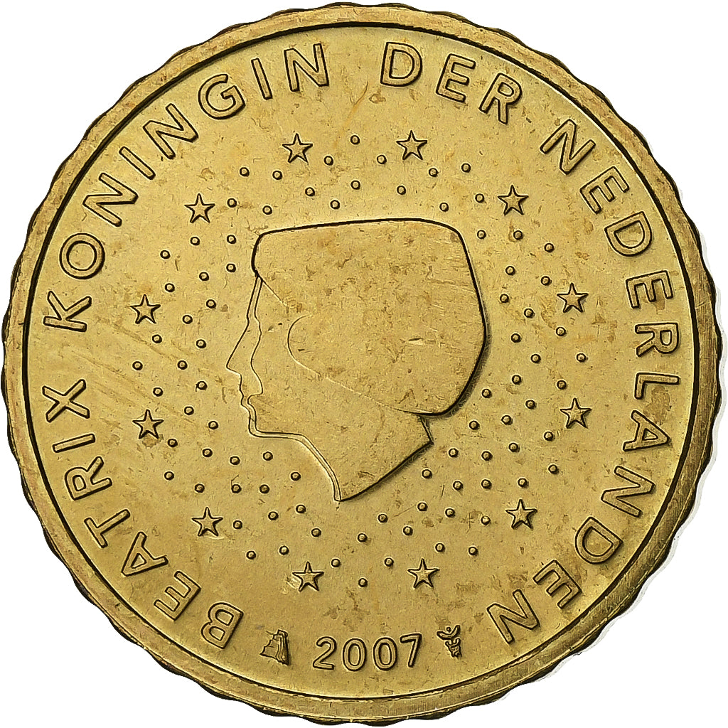 Países Bajos, 10 Euro Cent, 2007, Utrecht, Cobre chapado en acero, SC