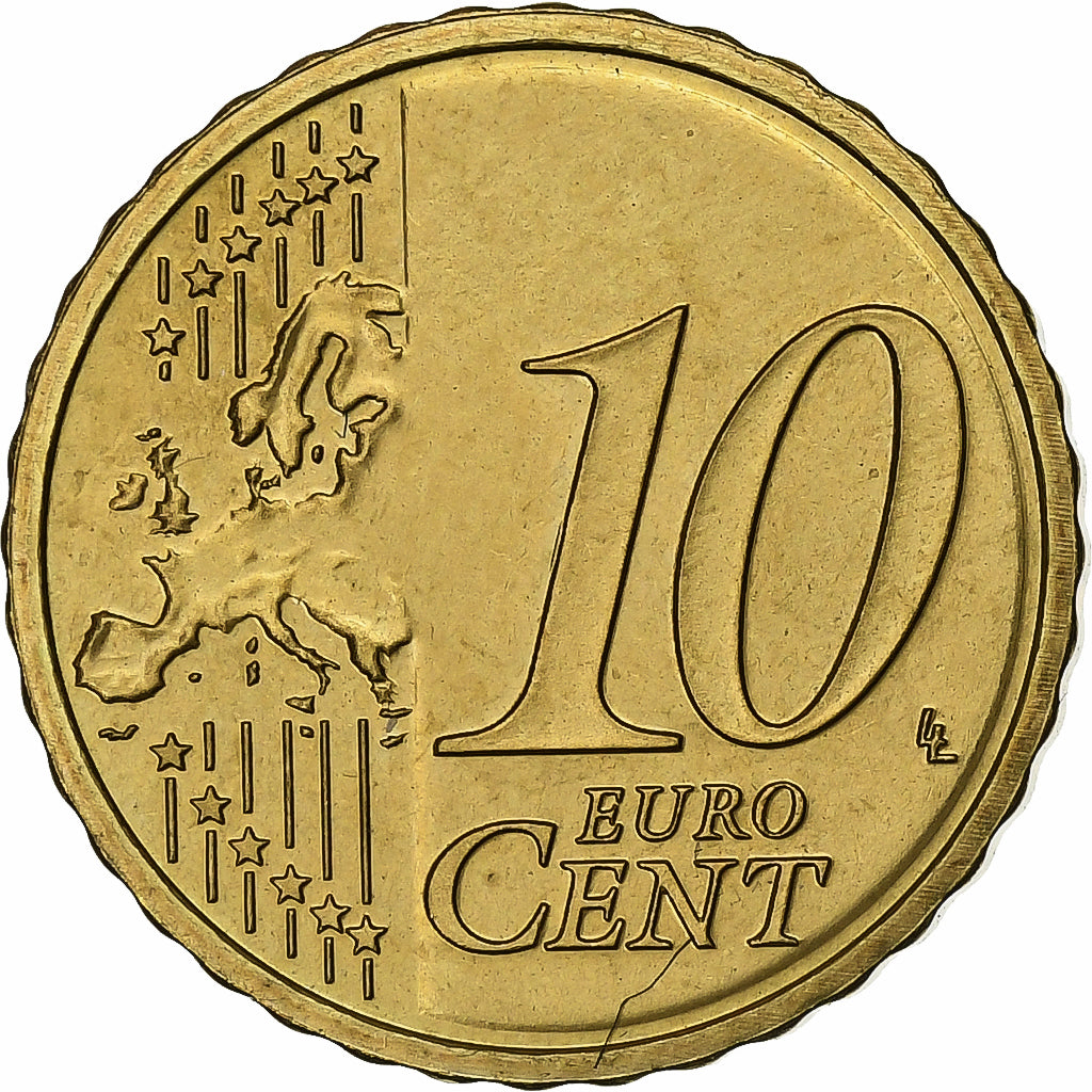 Países Bajos, 10 Euro Cent, 2007, Utrecht, Cobre chapado en acero, SC