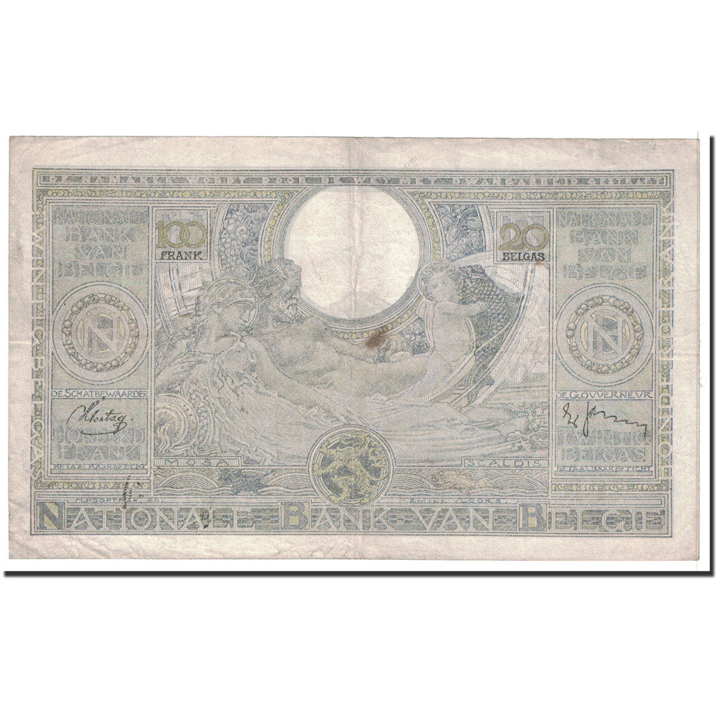 Geldschein, Belgien, 100 Francs-20 Belgas, 1939, 1939-04-04, KM:107, SS