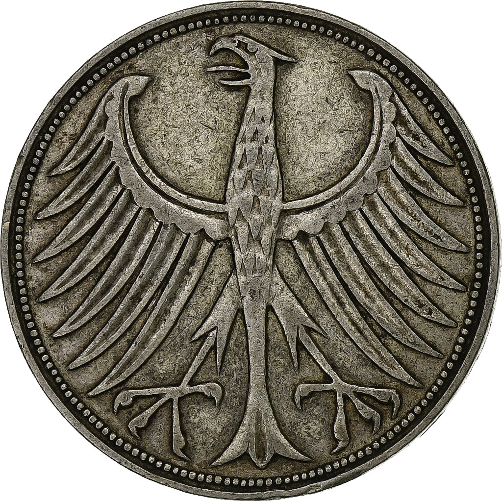 Coin, GERMANY - FEDERAL REPUBLIC, 5 Mark, 1951, Munich, EF(40-45), Silver