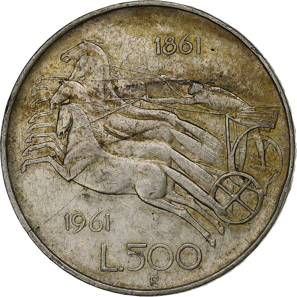 Coin, Italy, 500 Lire, 1961, Rome, EF(40-45), Silver, KM:99
