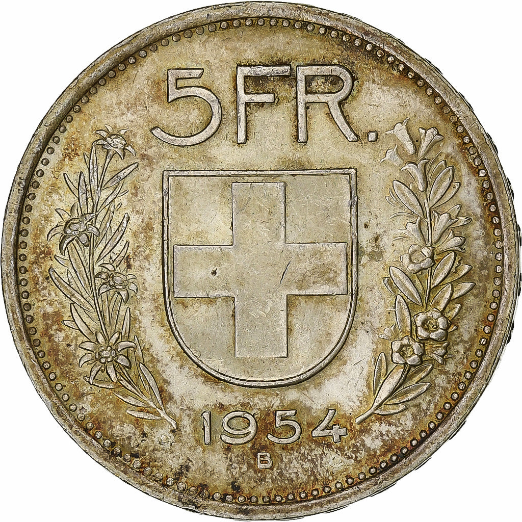 Switzerland, 5 Francs, 1954, Bern, Silver, AU(50-53), KM:40