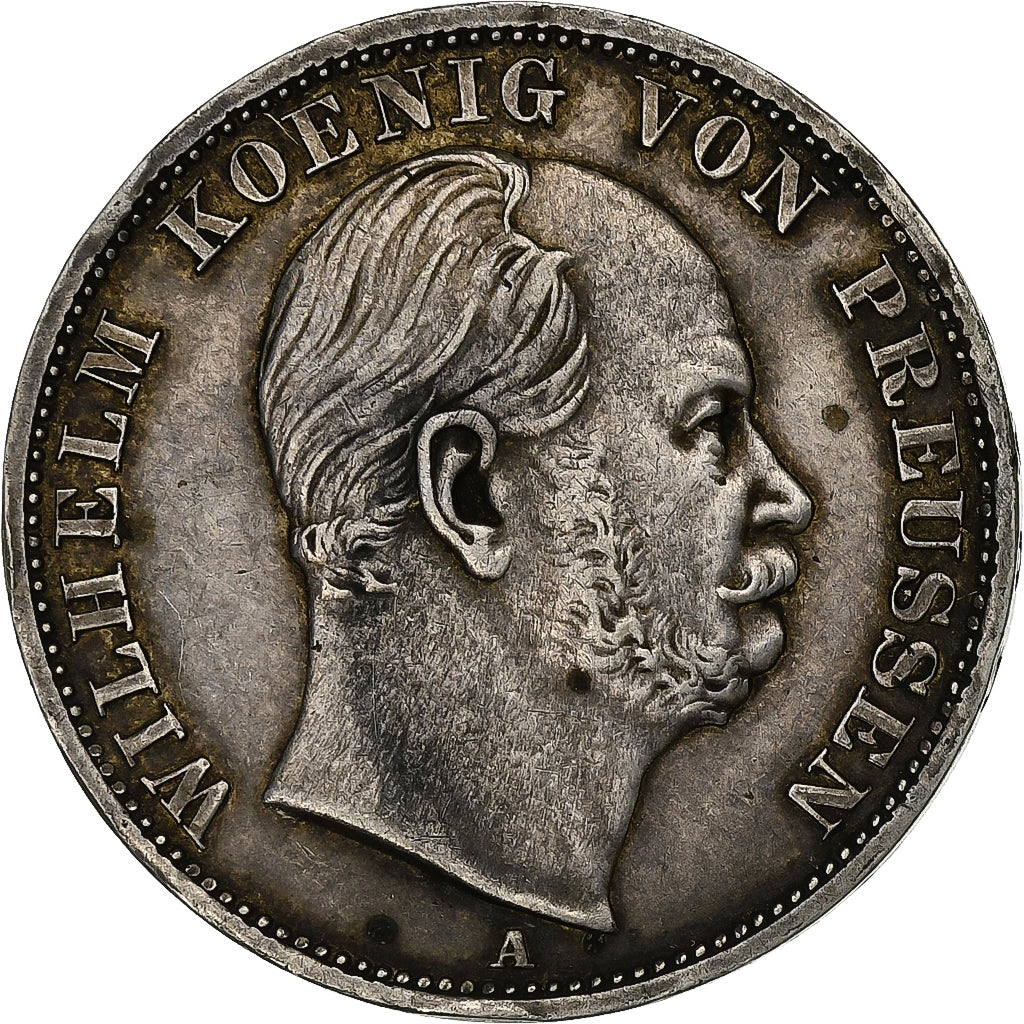 German States, PRUSSIA, Wilhelm I, Thaler, 1866, Berlin, Silver, AU(50-53)