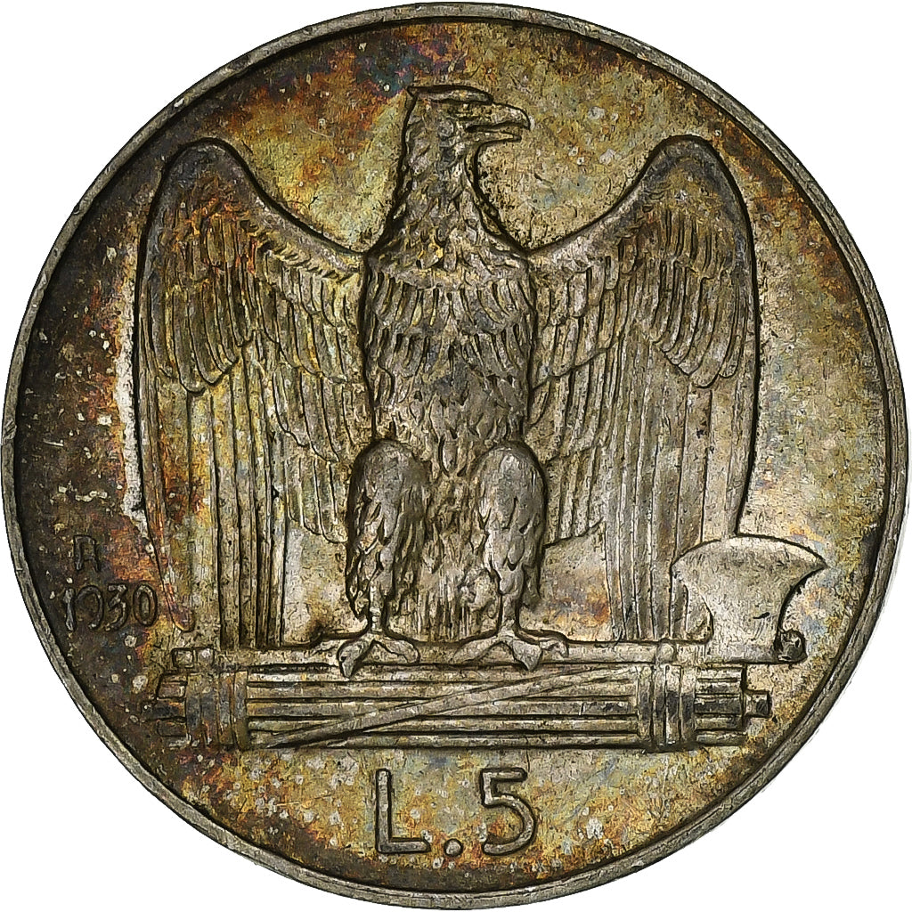 Coin, Italy, Vittorio Emanuele III, 5 Lire, 1930, Rome, AU(50-53), Silver