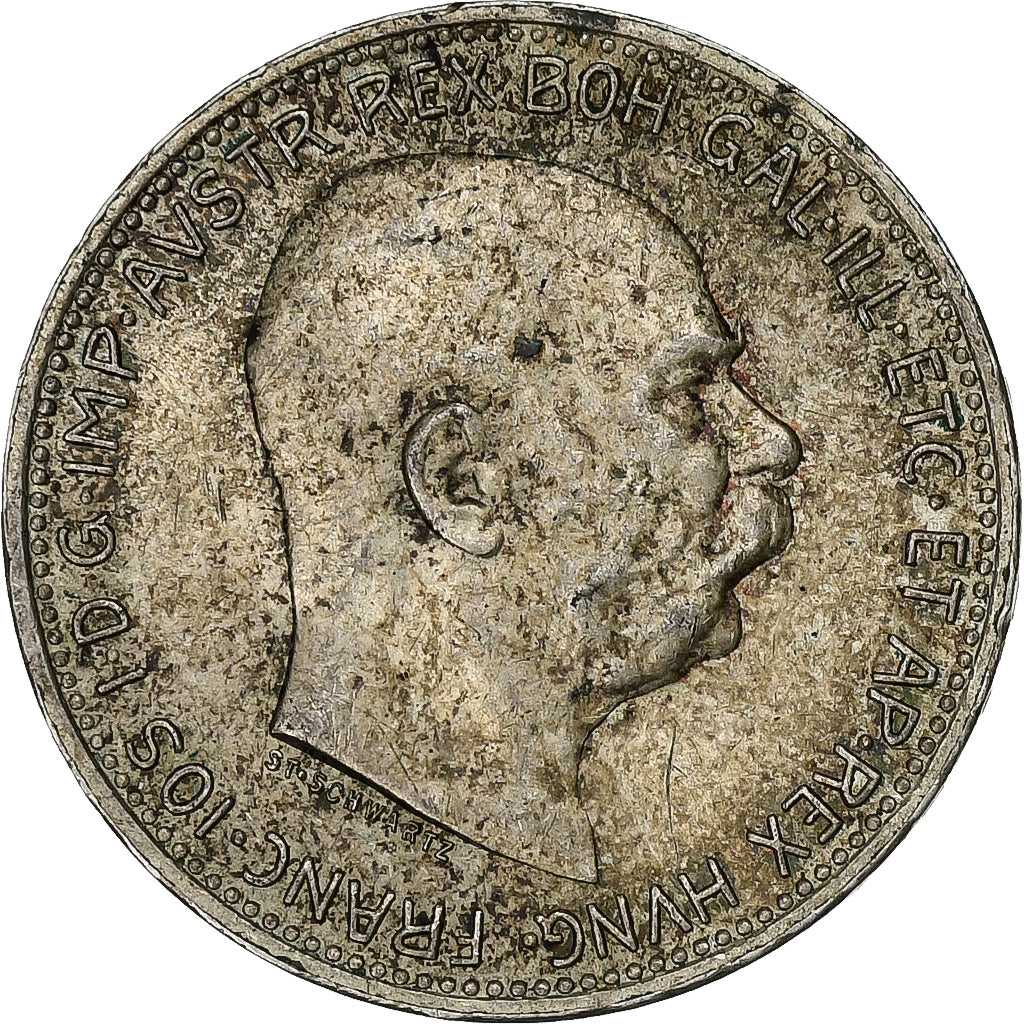 Węgry, Franz Joseph I, Korona, 1915, Kormoczbanya, Srebro, AU(50-53), KM:492