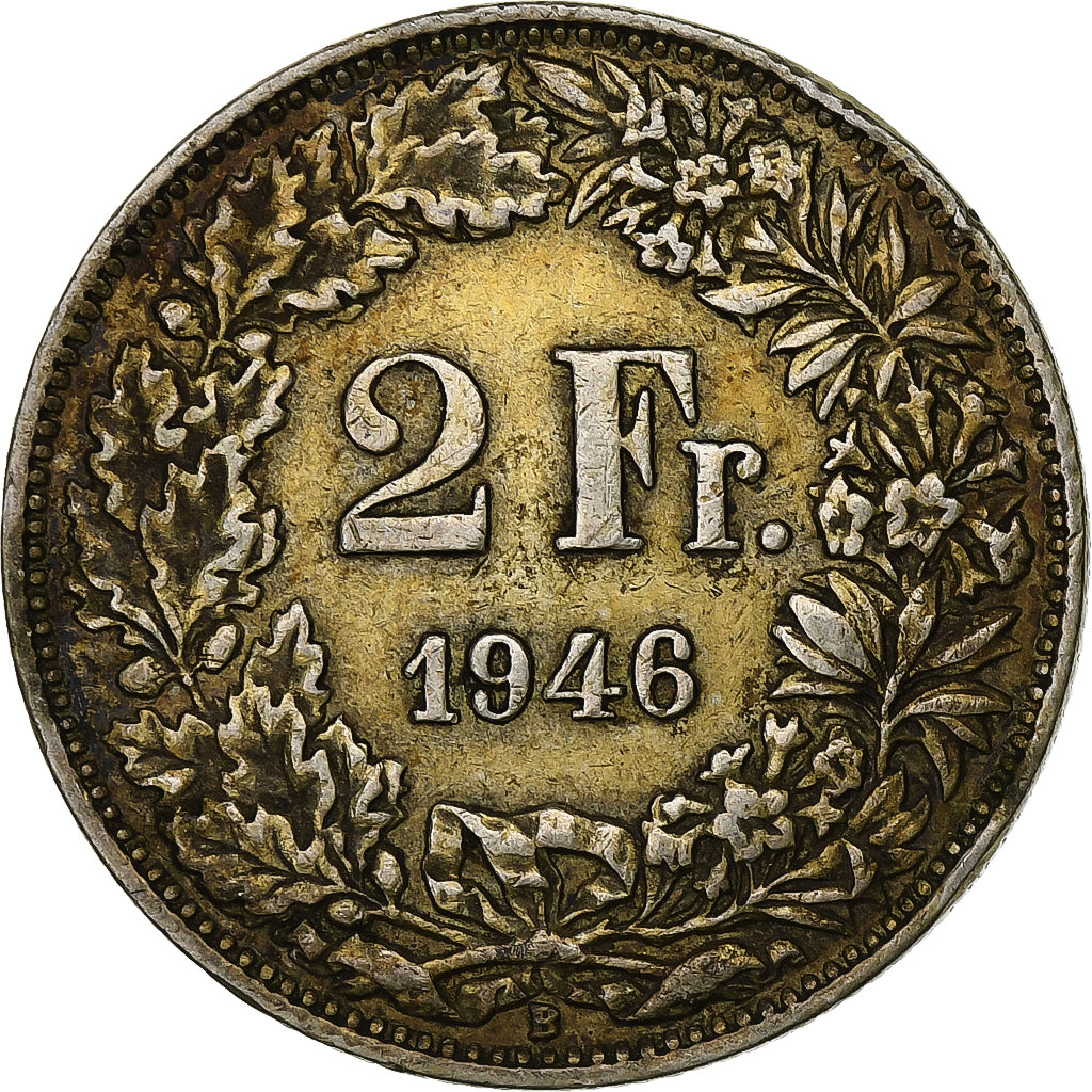 Coin, Switzerland, 2 Francs, 1946, Bern, AU(50-53), Silver, KM:21