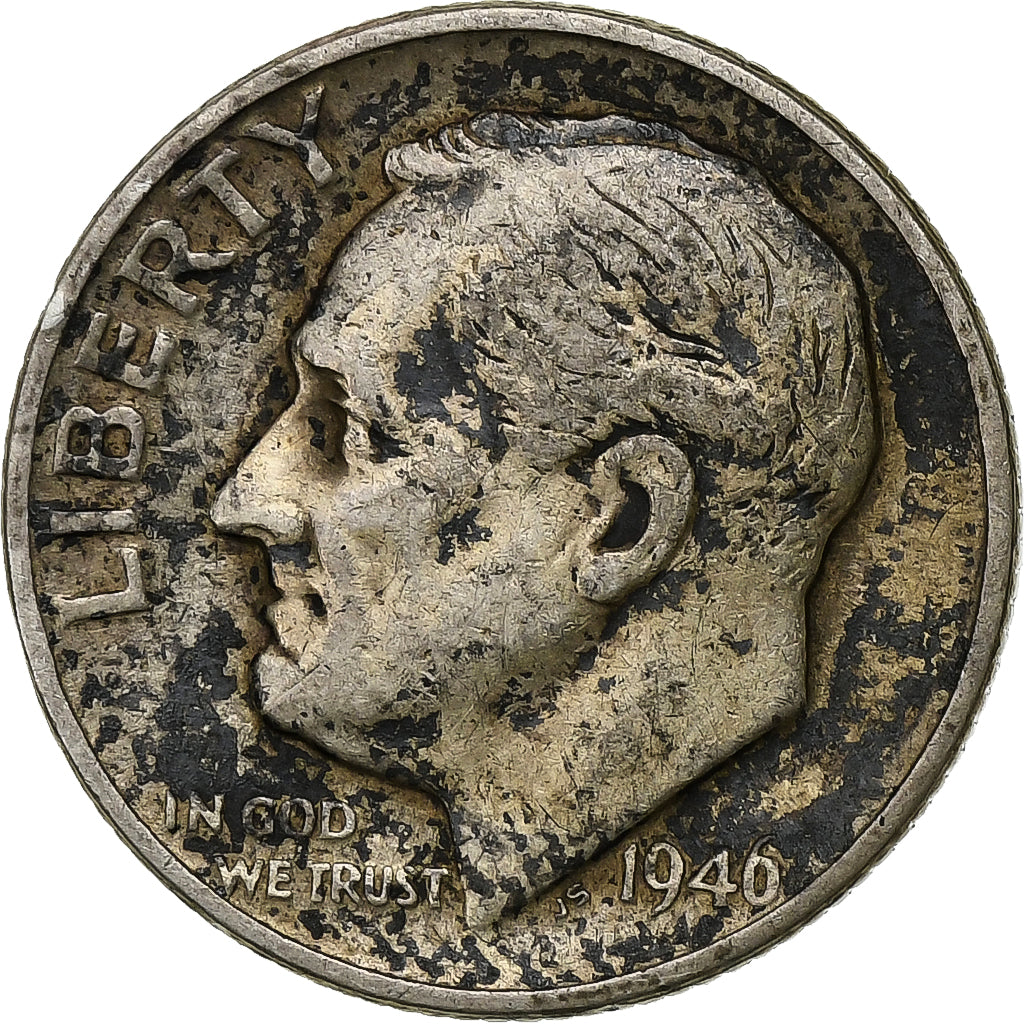 Verenigde Staten, Dime, Roosevelt Dime, 1946, U.S. Mint, Zilver, ZF, KM:195