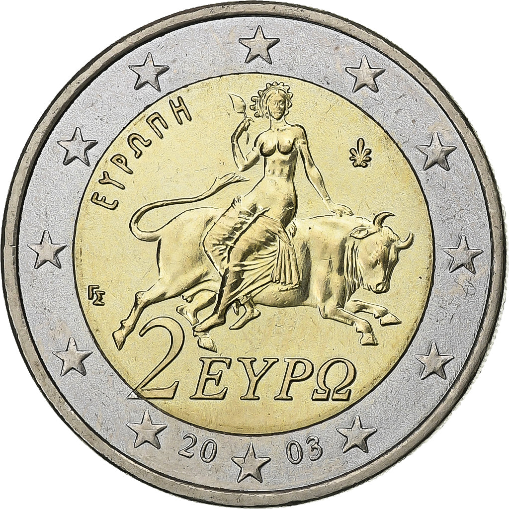 Greece, 2 Euro, 2003, Athens, Bi-Metallic, MS(63)