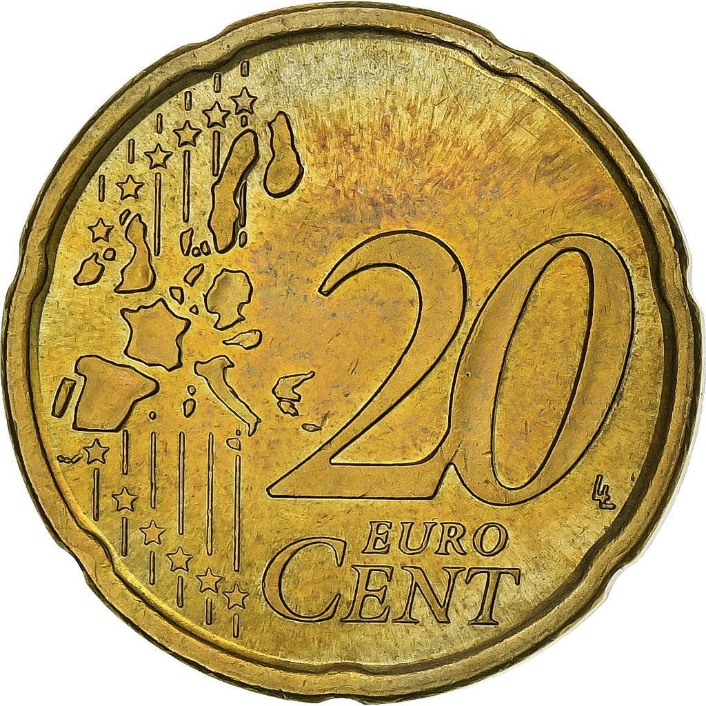 Spagna, 20 Euro Cent, 2002, Madrid, Nordic gold, SPL