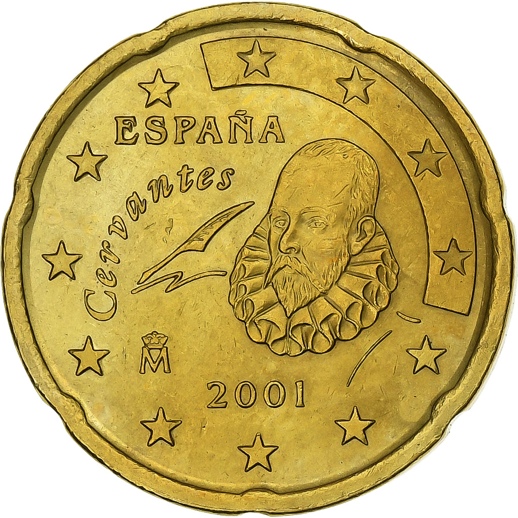 España, 20 Euro Cent, 2001, Madrid, Nordic gold, SC