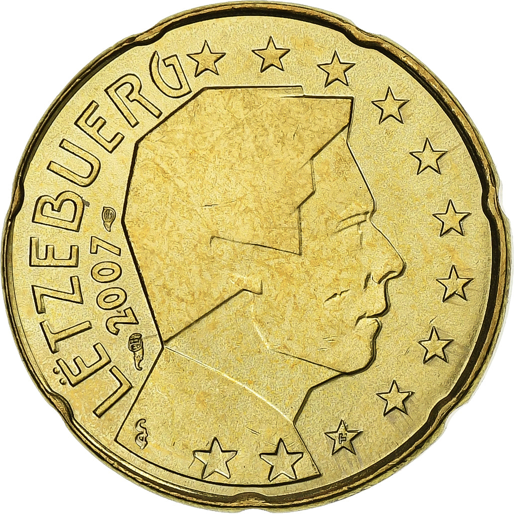 Luxembourg, 20 Euro Cent, 2007, Paris, Nordic gold, MS(63)