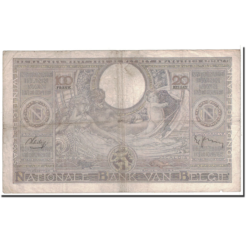 Banconote, Belgio, 100 Francs-20 Belgas, 1938, 1938-07-02, KM:107, MB