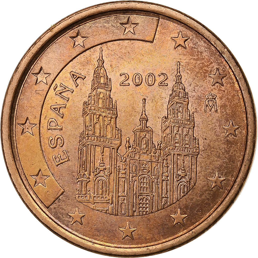 Spagna, 5 Euro Cent, 2002, Madrid, Acciaio placcato rame, SPL
