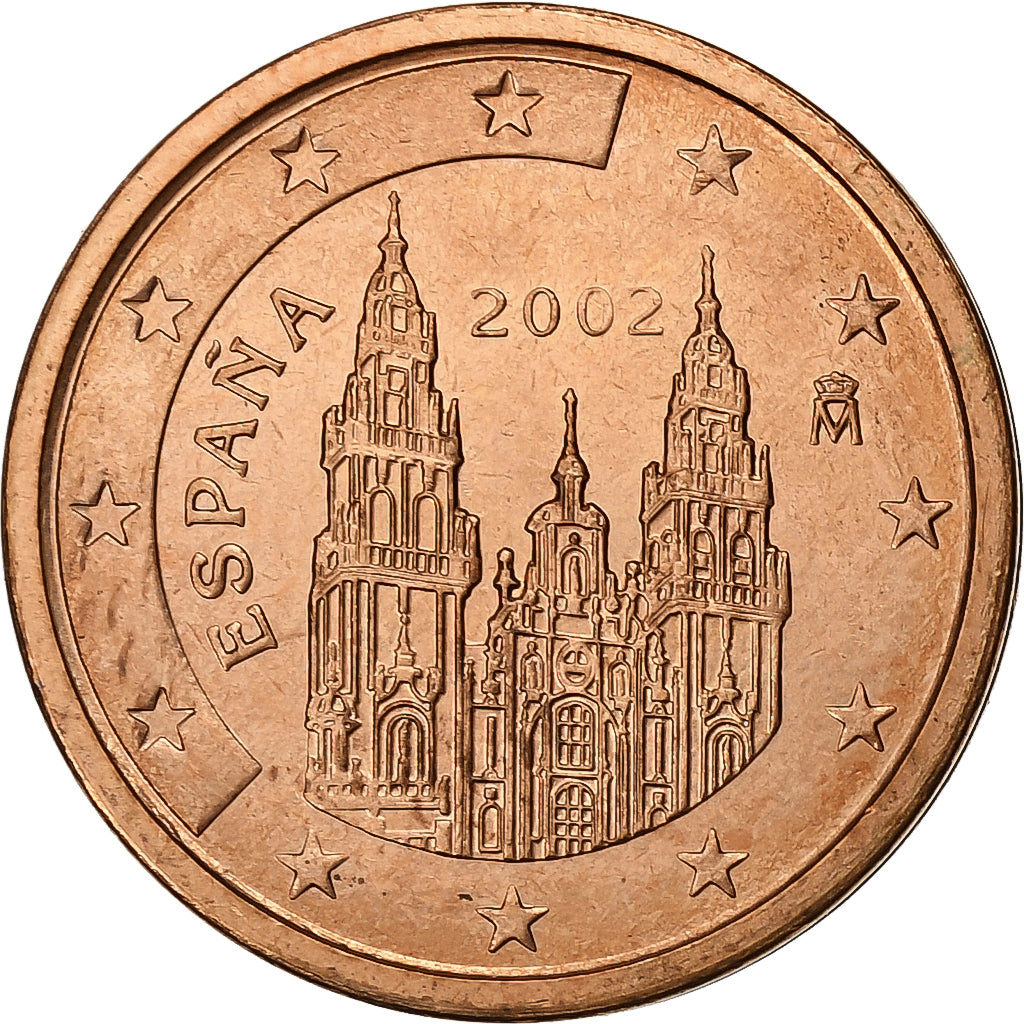 Espanha, 2 Euro Cent, 2002, Madrid, Aço Cromado a Cobre, MS(63)
