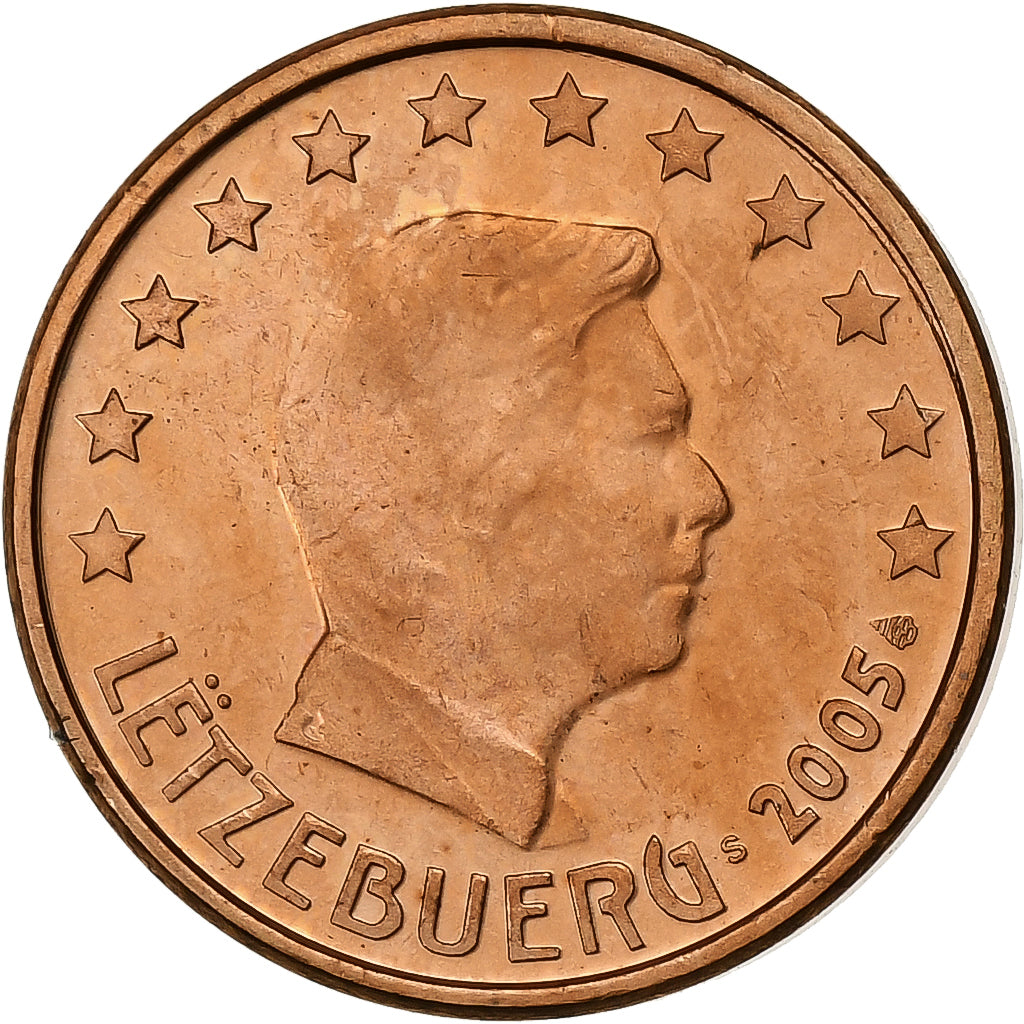 Luxemburgo, Euro Cent, 2005, Vantaa, Aço Cromado a Cobre, MS(63)