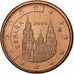 Spanje, Euro Cent, 2008, Madrid, Copper Plated Steel, UNC-
