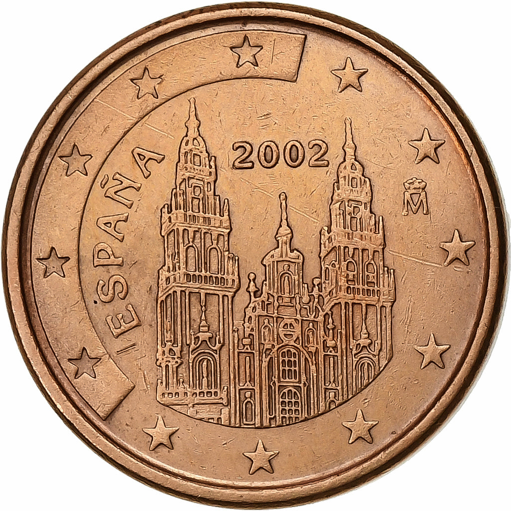 Espagne, Euro Cent, 2002, Madrid, Cuivre plaqué acier, SPL