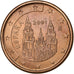 España, Euro Cent, 2001, Madrid, Cobre chapado en acero, SC