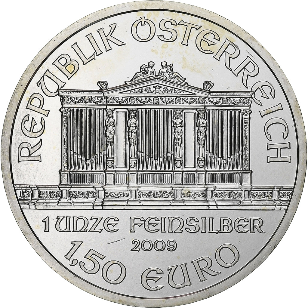 Austria, 1-1/2 Euro, Philharmonic Orchestra, 2009, Vienna, Argento, SPL, KM:3159