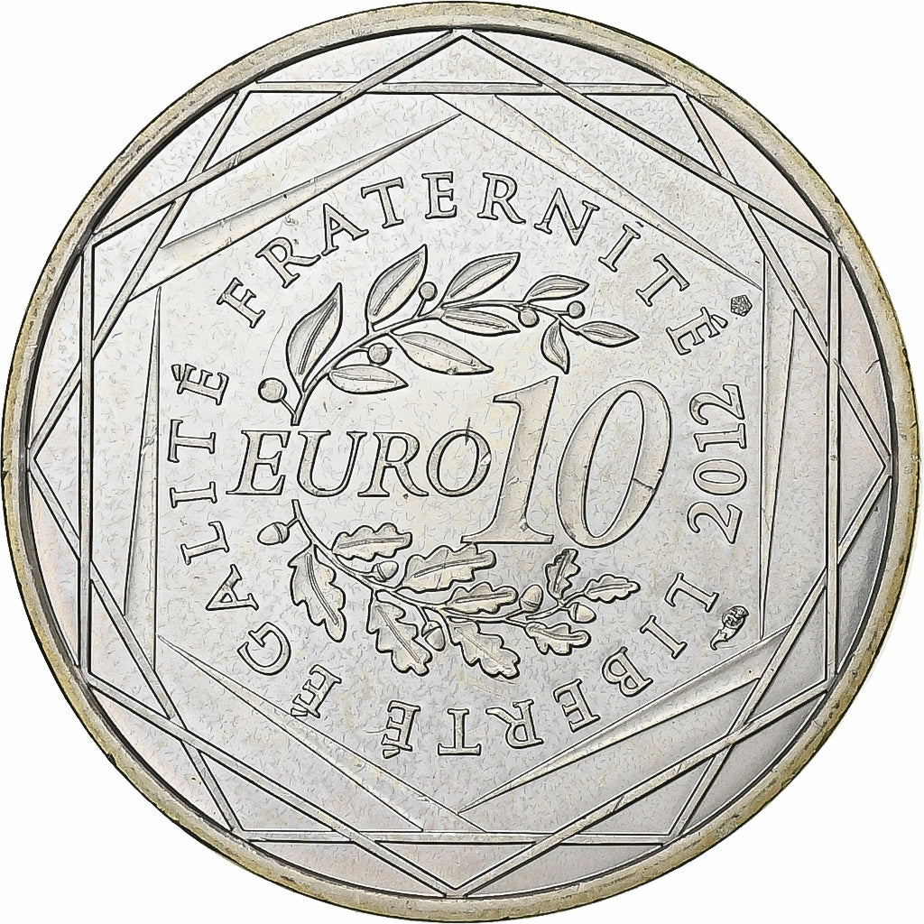 Francja, 10 Euro, Centre, 2012, Paris, Srebro, MS(63), Gadoury:EU514, KM:1868