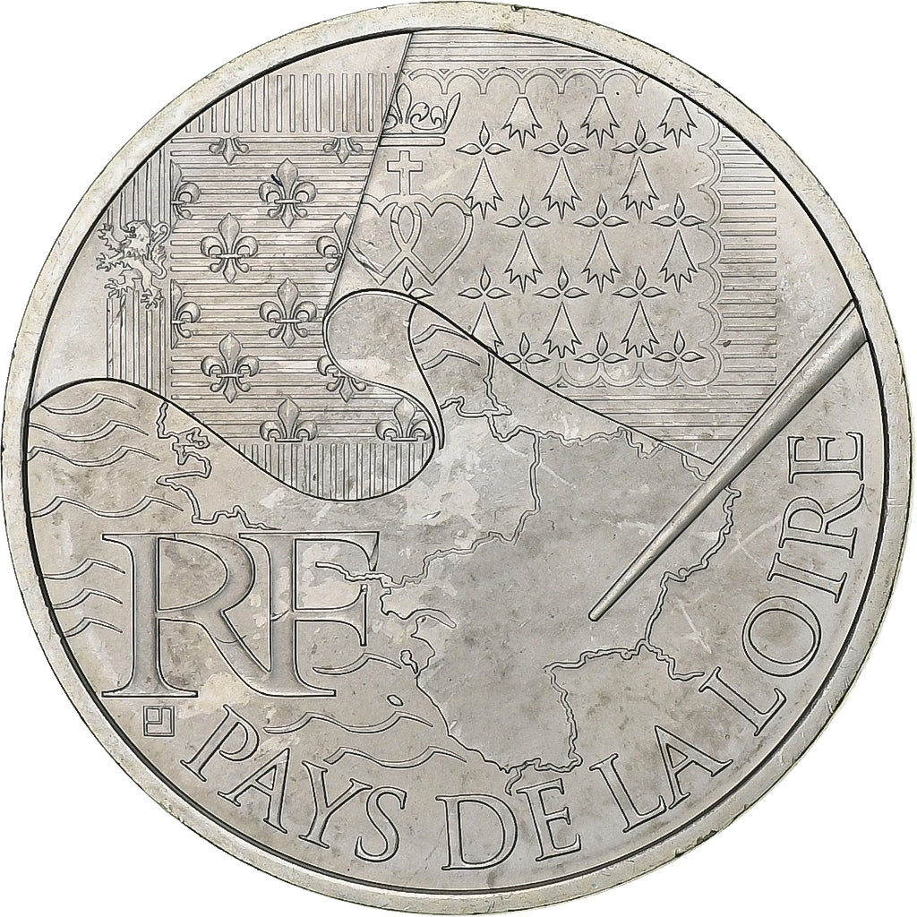Francia, 10 Euro, Pays de la Loire, 2010, Paris, SPL, Argento, KM:1665