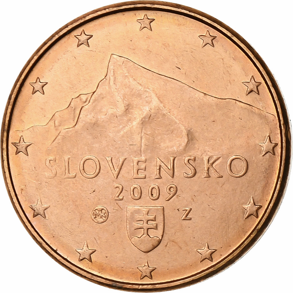 Eslováquia, Euro Cent, 2009, Kremnica, Aço Cromado a Cobre, MS(63)