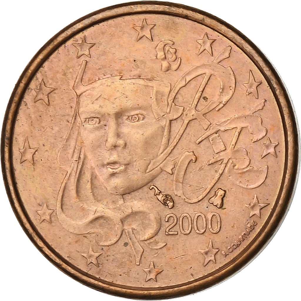 Francia, Euro Cent, 2000, Paris, Cobre chapado en acero, SC